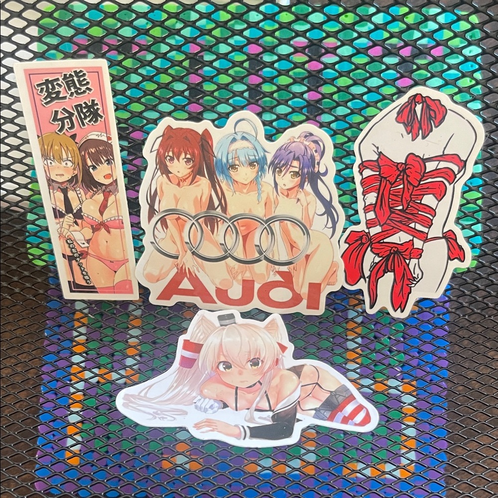 Anime Sticker Set with Audi Logo